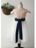 Blush Pink Sequin Ivory Tulle Short Flower Girl Dress 